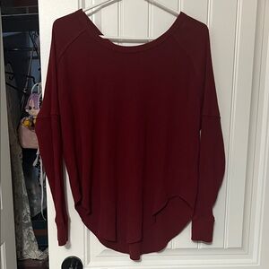 TNA Burgundy waffle Long Sleeve Top sweater